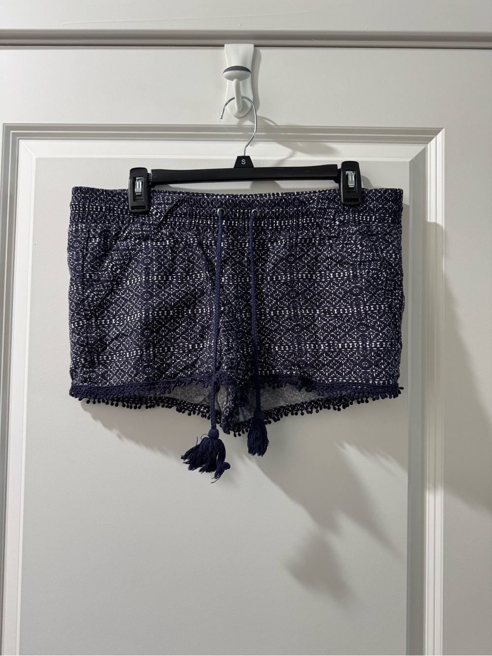 Rewind Navy Patterned Drawstring Pom-Pom Skort